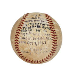 IMPORTANT OCTOBER 7, 1963 MICKEY MANTLE WORLD SERIES ATTRIBUTED HOME RUN BASEBALL (15TH CAREER WORLD SERIES HOME RUN TYING BABE RUTH RECORD)
