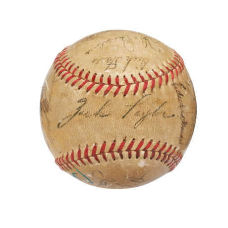 UNIQUE 1951 ST. LOUIS BROWNS TEAM AUTOGRAPHED BASEBALL WITH EDDIE GAEDEL AND BILL VEECK (JSA) - Foto 3