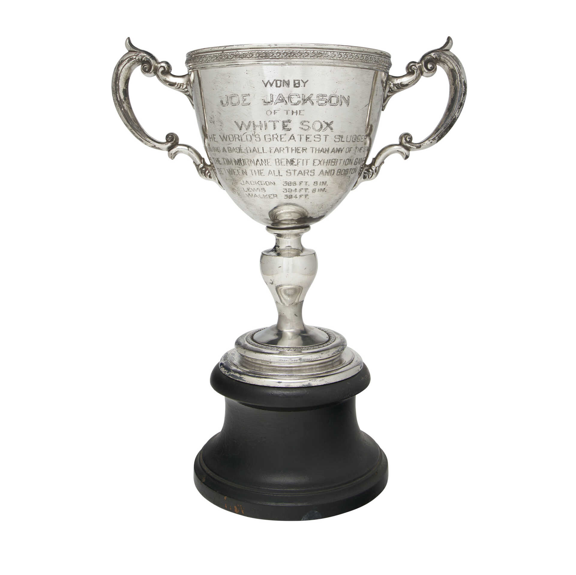 A &#39;SHOELESS&#39; JOE JACKSON TROPHY: AN IMPORTANT AMERICAN SILVER-PLATED TWO-HANDLED PRESENTATION CUP
