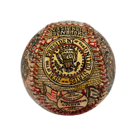 U.S. PRESIDENTIAL "HOME OPENER" FOLK ART DECORATED BASEBALL BY GEORGE SOSNAK C.1969 (EX-GARY CARTER COLLECTION) - photo 1