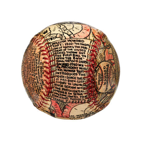 U.S. PRESIDENTIAL "HOME OPENER" FOLK ART DECORATED BASEBALL BY GEORGE SOSNAK C.1969 (EX-GARY CARTER COLLECTION) - Foto 6