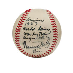 WARREN GILES SINGLE SIGNED AND INSCRIBED BASEBALL (PSA/DNA 7 NM)
