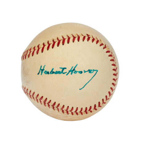 SCARCE PRESIDENT HERBERT HOOVER SINGLE SIGNED BASEBALL (PSA/DNA 8 NM-MT) - photo 1