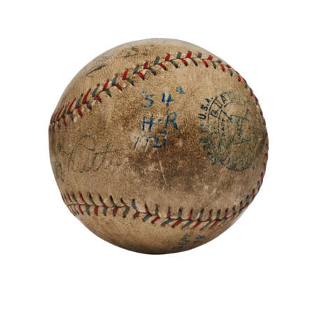 SIGNIFICANT 1927 BABE RUTH AUTOGRAPHED 54TH HOME RUN ATTRIBUTED BASEBALL (RECORD SETTING 60 HR SEASON)(WORLD CHAMPIONS)(PSA/DNA) - photo 2