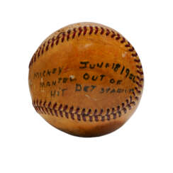 OFFICIAL AMERICAN LEAGUE BASEBALL WITH ATTRIBUTION TO JUNE 18, 1956 MICKEY MANTLE HOME RUN HIT OUT OF BRIGGS STADIUM IN DETROIT