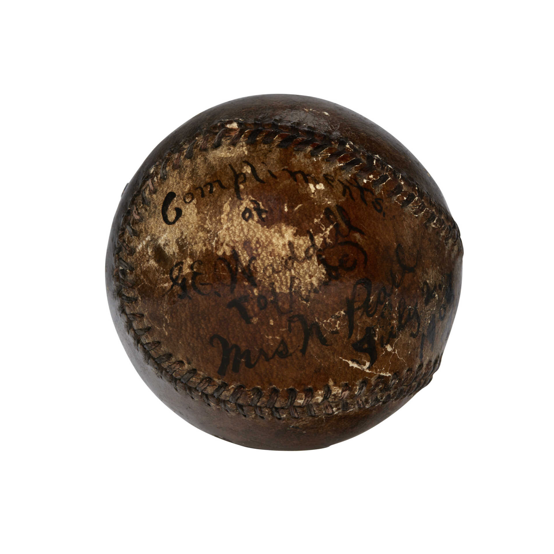 IMPOSSIBLY RARE GEORGE EDWARD &quot;RUBE&quot; WADDELL SINGLE SIGNED BASEBALL C.1908 (JSA)