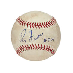 GREG MADDUX AUTOGRAPHED AND INSCRIBED GAME USED BASEBALL FROM 300TH CAREER VICTORY (MLB AUTHENTICATION)