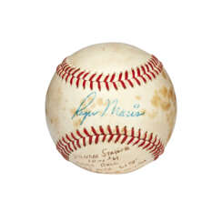 SIGNIFICANT OCTOBER 1, 1961 ROGER MARIS SINGLE SIGNED GAME USED BASEBALL FROM RECORD SETTING 61ST HOME RUN GAME (UMPIRE AL SALERNO PROVENANCE)(PSA/DNA)