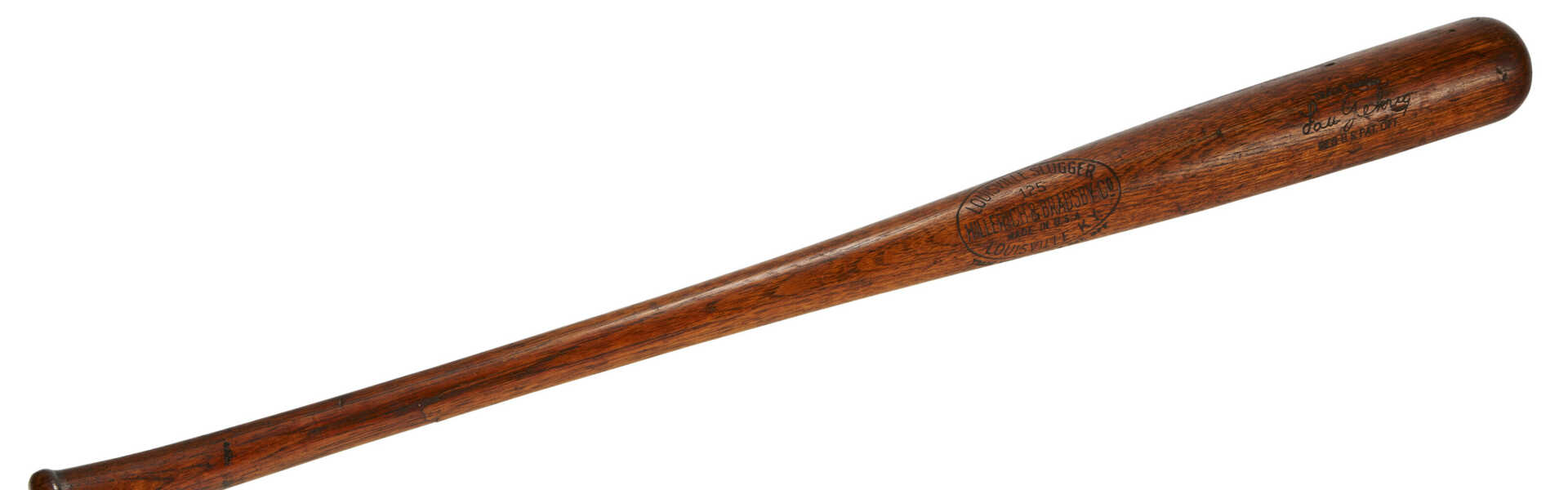 RARE LOU GEHRIG PROFESSIONAL MODEL BASEBALL BAT ORDERED DURING HISTORIC 1927 SEASON WITH UNIQUE TONY LAZZERI HILLERICH &amp; BRADSBY CO. FACTORY SIDE WRITING (PSA/DNA GU 8)(WORLD CHAMPIONSHIP SEASON)