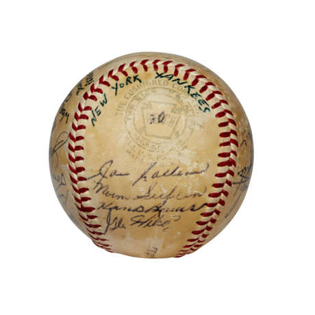 1956 NEW YORK YANKEES TEAM AUTOGRAPHED BASEBALL USED IN DON LARSEN`S WORLD SERIES PERFECT GAME (DON LARSEN PROVENANCE)(WORLD CHAMPIONS)(PSA/DNA) - photo 3