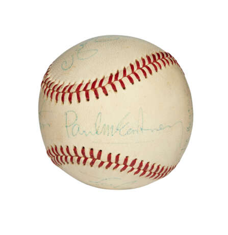 IMPORTANT 1965 "THE BEATLES" BAND MEMBER AUTOGRAPHED BASEBALL FROM SHEA STADIUM CONCERT (JSA)(FRANK CAIAZZO LOA) - Foto 5