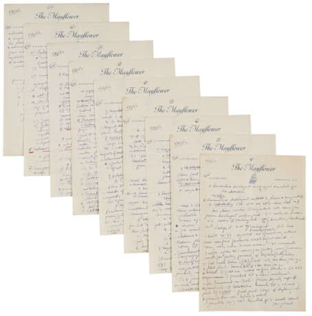 1952 MOE BERG HANDWRITTEN NOTES RELATED TO HIS WORK FOR THE CIA WITH ATOMIC ENERGY CONTENT (PSA/DNA) - Foto 1
