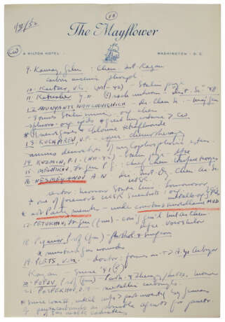 1952 MOE BERG HANDWRITTEN NOTES RELATED TO HIS WORK FOR THE CIA WITH ATOMIC ENERGY CONTENT (PSA/DNA) - Foto 8