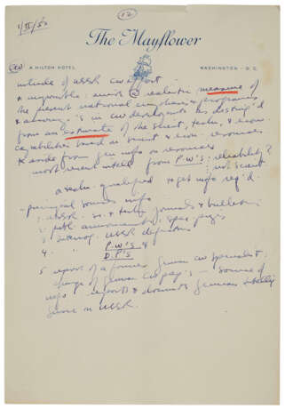 1952 MOE BERG HANDWRITTEN NOTES RELATED TO HIS WORK FOR THE CIA WITH ATOMIC ENERGY CONTENT (PSA/DNA) - фото 10