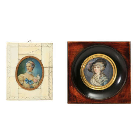 2 Miniaturen mit Damenportraits, 1900-1945. - фото 1