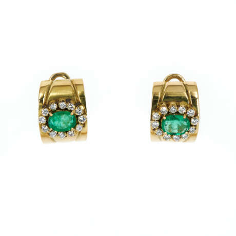Emerald-Diamond-Ear Studs/Clips - Foto 1
