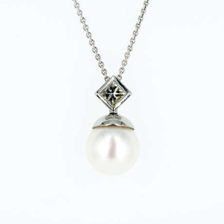 Pearl-Diamond-Pendant Necklace - Foto 1