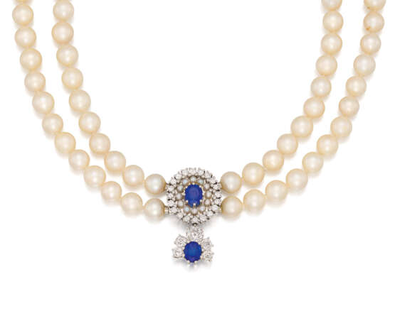Sapphire-Diamond-Pearl-Necklace - Foto 1