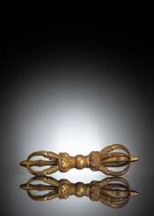 Feines und seltenes feuervergoldetes Vajra aus Bronze, das vermutlich für ein Ritual gefertigt wurde