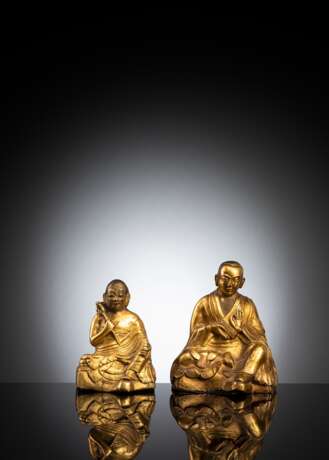 Zwei feuervergoldete Bronzen von Panthaka und Nagasena - фото 1