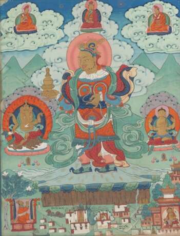 Acht Thangkas aus einer Serie von Arhats und Lokapalas, sowie inschriftlich benannter historischer Abbildungen bedeutender Klosteranlagen in Tibet - photo 9