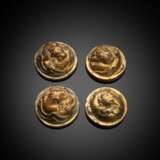 Zwei Paar runde feuervergoldete Bronzegewichte in Form von Tigern - Foto 1