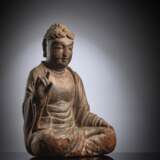Seltene und feine Holzfigur des Buddha Shakyamuni - photo 2