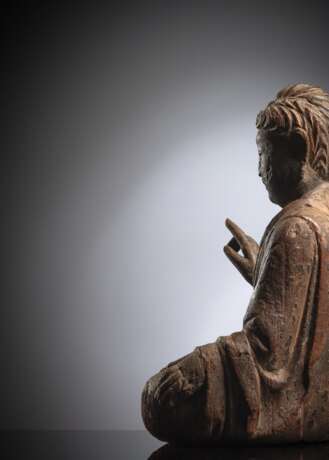 Seltene und feine Holzfigur des Buddha Shakyamuni - Foto 3