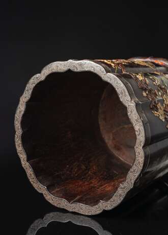 Sehr seltener Pinselbecher aus Zitan mit Einlagen - Foto 13