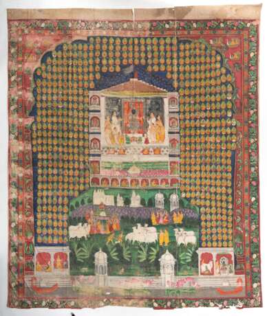 Großer Pichhwai-Behang mit Shrinathji - Foto 1