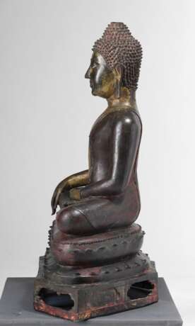 Lackvergoldete Bronze des Buddha Shakyamuni - Foto 5