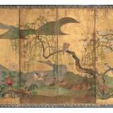 Sechsteiliger Stellschirm (Byôbu) mit Frühlingslandschaft eines anonymen Malers der Kano-Schule - Foto 1