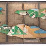Sechsteiliger Stellschirm mit Malereien eines anonymen Meisters der Tosa-Schule - photo 1