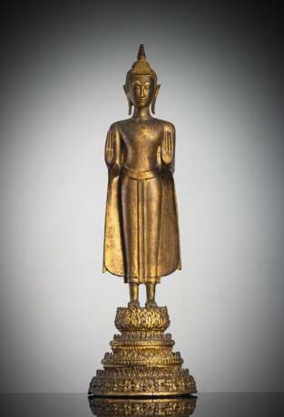 Vergoldete Bronze des stehenden Buddha - Foto 1