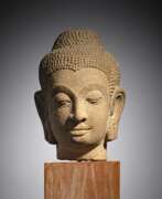Übersicht. Kopf des Buddha Shakyamuni aus Sandstein
