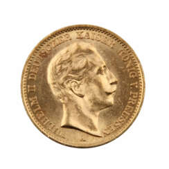 Preussen/GOLD - 20 Mark 1910/A, Wilhelm II., ss+/vz, avers leicht gereinigt,