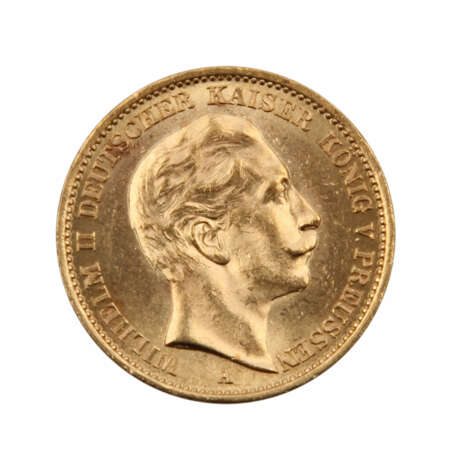 Preussen/GOLD - 20 Mark 1910/A, Wilhelm II., ss+/vz, avers leicht gereinigt, - photo 1