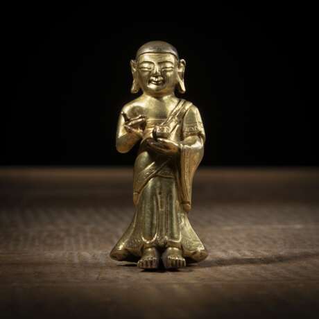 Feuervergoldete Bronze, möglicherweise Sariputra - photo 1
