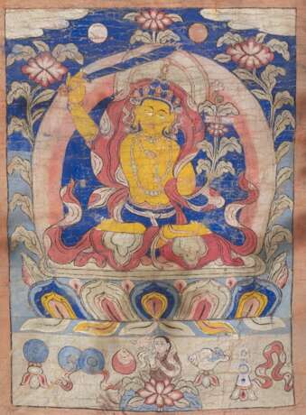 Thangka mit Darstellung des Manjushri auf einem Lotosthron - Foto 1