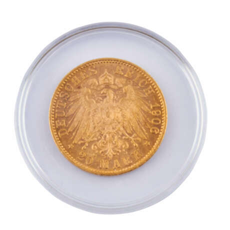 Preussen/Gold - 20 Mark 1906/A, Wilhelm II., ss., Kratzer, - photo 2