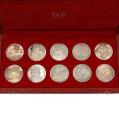 Tunesien - 10 x 1 Dinar in Silber 925/1000,