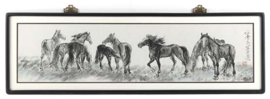 Paar Malereien mit Pferdedarstellungen. Querformat, Tusche und leichte Farben auf Papier - фото 2