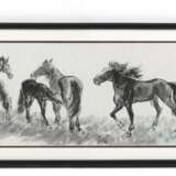 Paar Malereien mit Pferdedarstellungen. Querformat, Tusche und leichte Farben auf Papier - photo 2