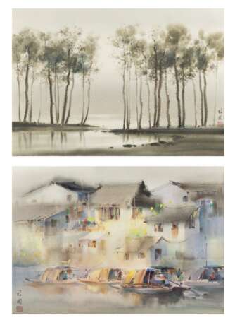 Shi Fuguo (1935-2001): Zwei Aquarellmalereien - photo 1