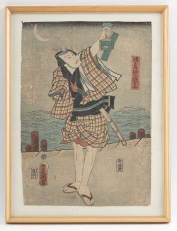 Utagawa Kunisada (Toyokuni III): Drei Farbholzschnitte, oban, Schauspieler-Darstellungen - фото 2