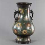 Vase mit Lotos-Champlevé-Dekor aus Bronze - Foto 2