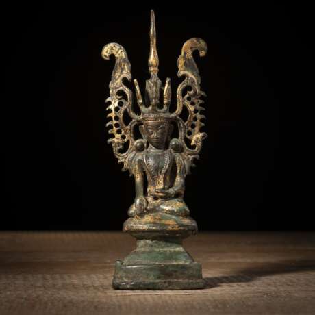 Kleine Bronze des sitzenden Buddha Paree - Foto 1