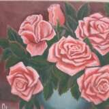 Pink roses in a round vase. Leinwand auf Karton Acryl Живопись акриилом Stillleben Türkei 2023 - Foto 3