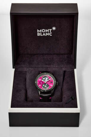 MONTBLANC. A UNIQUE AND HIGHLY ATTRACTIVE DLC-COATED TITANIUM AUTOMATIC WORLD TIME WRISTWATCH WITH DATE AND 24 HOUR INDICATION, MADE FOR THE `PINK DIAL PROJECT` - photo 2