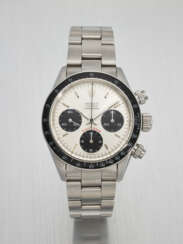 ROLEX. A RARE AND ATTRACTIVE STAINLESS STEEL CHRONOGRAPH WRISTWATCH WITH BRACELET